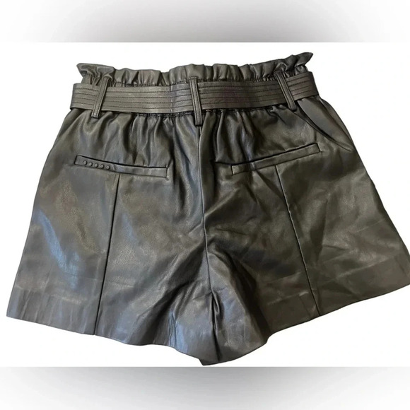NWOT Silent NYC Faux Leather Paper Bag Shorts - Picture 2 of 3